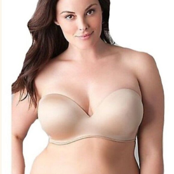 Lane Bryant Cacique Bra Multi Way Strapless Bare Solution 40DD Cafe w/ Straps - Picture 5 of 10